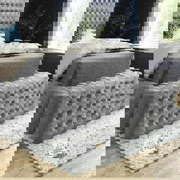 Casa Magna Grand Milan Pleated Upholstery Bed Frame - Grey