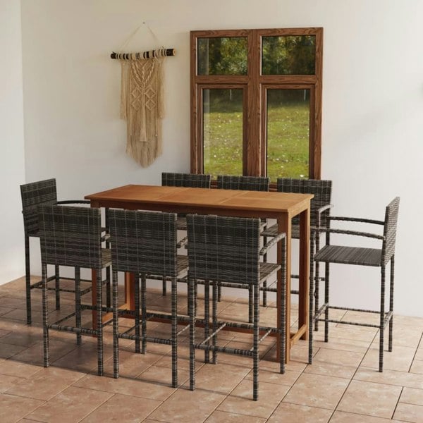 Berkfield 9 Piece Garden Bar Set Grey