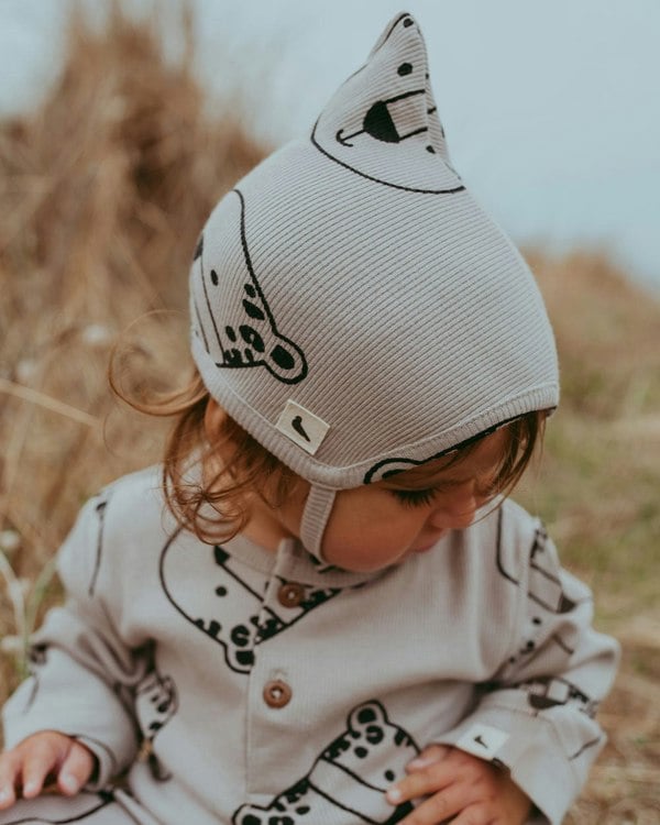 Grey Leopard Face Print Bonnet - image 1