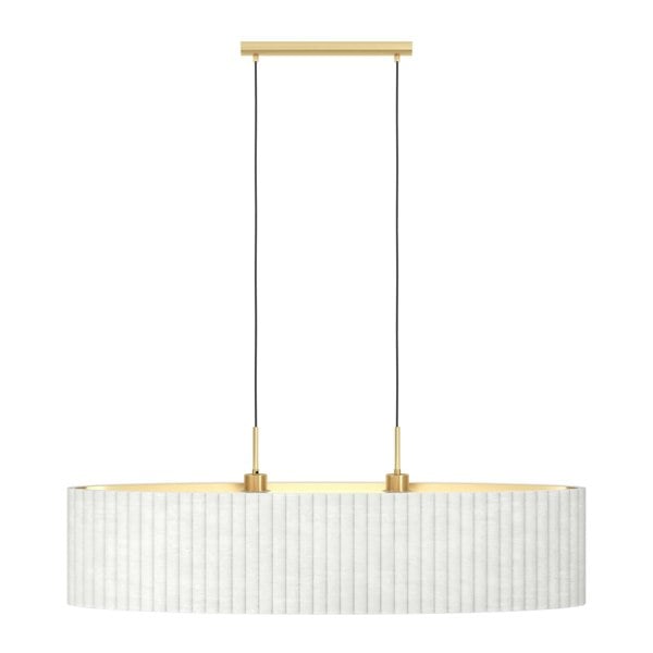 EGLO Tamaresco Pendant Light - Large Oval-Shaped Brushed Brass and White Velvet
