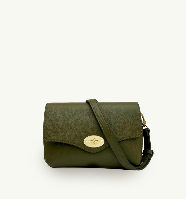 Apatchy London The Maddie Midi Leather Handbag - Olive