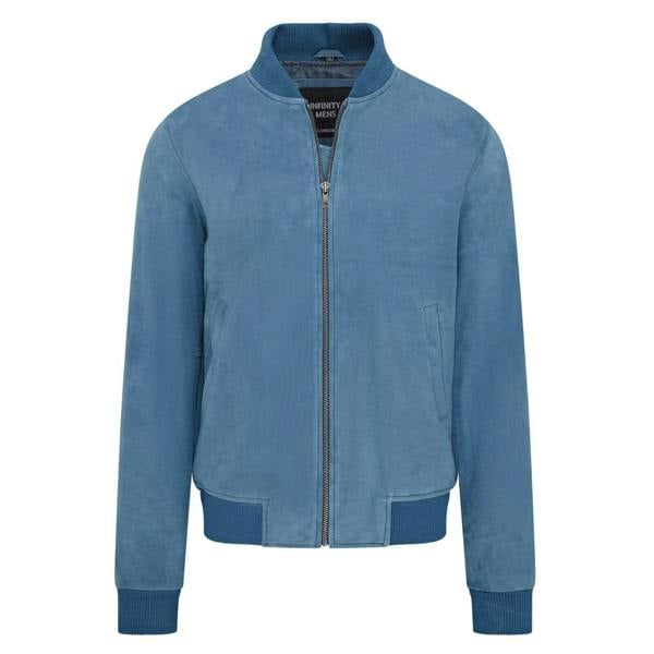 Infinity Leather Mens Soft Goat Suede MA-1 Varsity Bomber Jacket  - Dalian