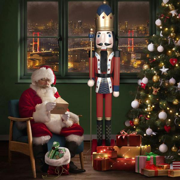 150cm Wooden Christmas Nutcracker Soldier Standing Decoration, Hand-Painted Festive Ornament image 2