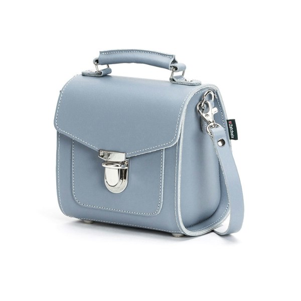 Zatchels Handmade Leather Sugarcube Handbag - Lilac Grey