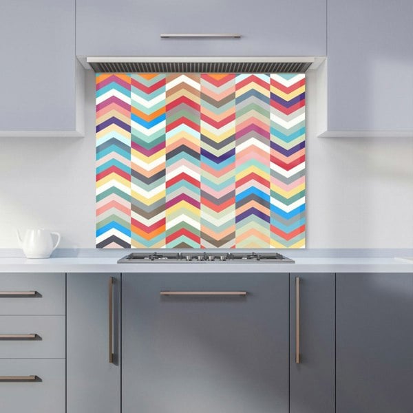 Warren Reed - Designer Geometric Multi Colored Chevron Pattern Kitchen Splashback