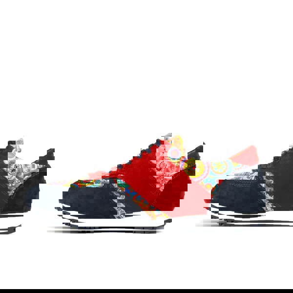 Embassy London San Francisco - Navy & Red Signature - Men's lace-up leather & suede trainer