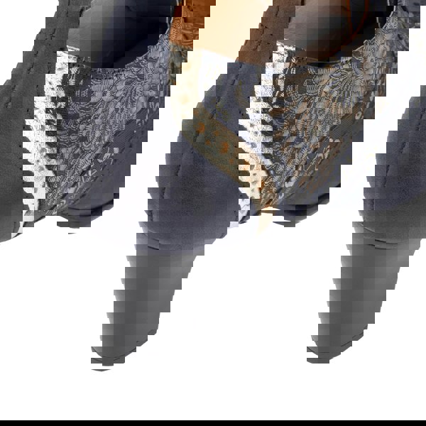 Embassy London Casino - Blue & Silver Paisley - Women's leather pump in 3 inch heel with brogue details