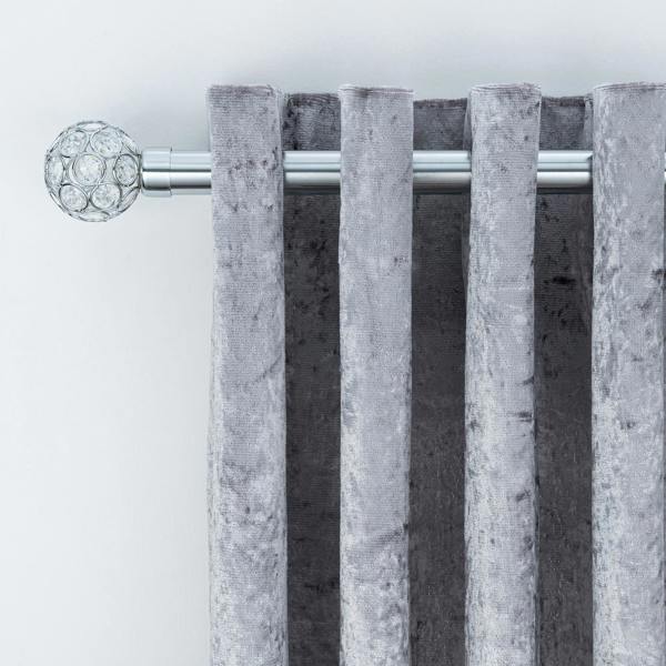 A.Unique Home Beaded Gem Extendable Curtain Pole (25/28mm) (Nickel,70cm - 120cm)