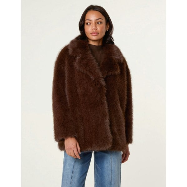 Blue Vanilla Short Faux Fur Coat