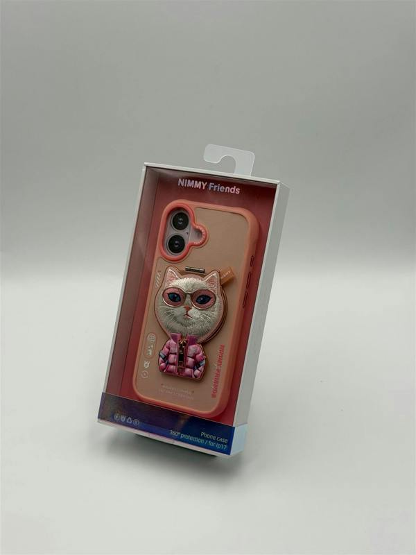 Nimmy Friends Nimmy Cool & Cute 2.0 White Rich & Beauty Cat Case with MagSafe Stand for iPhone 17 6.3" Pink - N-YJKM-CXZJZH-IP17-04