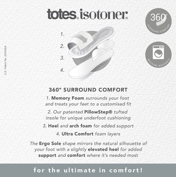 Totes Isotoner SQUARE PATTERNED SMART MULE Mens Mule Slippers Grey