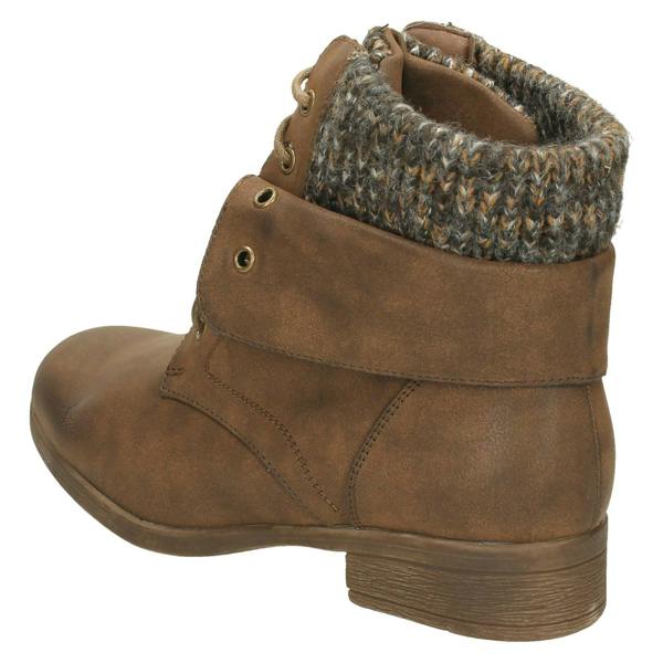 Spot On Ladies Spot On Mid Heel Lace Up Ankle Boots