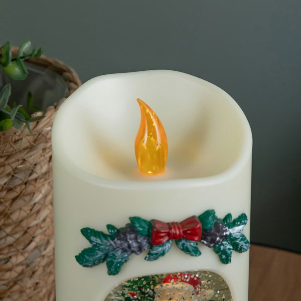 Samuel Alexander 20cm Dual Powered Light up Christmas Pillar Candle Water Spiner with Santa and LEDs