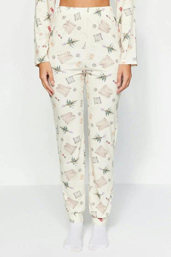 WOVCOR 2-Piece 100% Cotton Winter Themed Knit Pajama Set