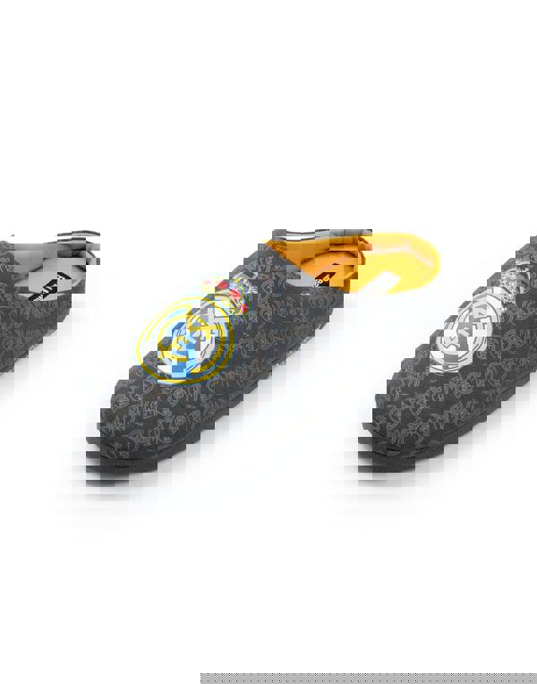 Real Madrid Mens Black Logo Mule Slippers