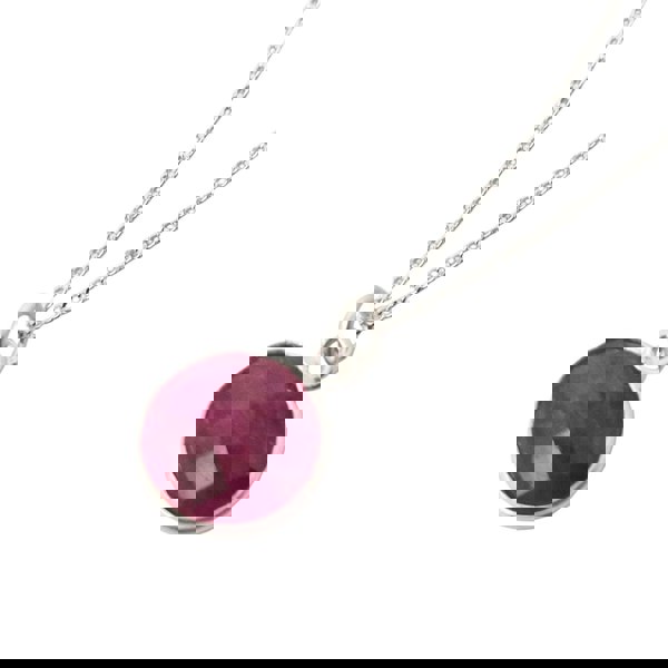 Sterling Silver Plated Round Ruby Necklace