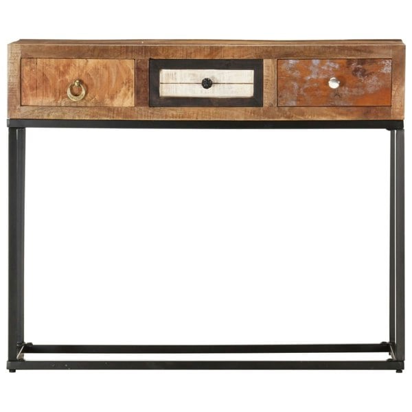 Berkfield Console Table Gold 90x30x75 cm Solid Reclaimed Wood