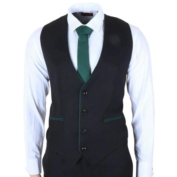 TruClothing IM48 - Men's 3 Piece Black Tailored Fit Suit