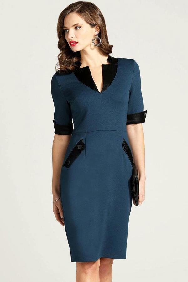 HotSquash Contrast Collar Short-Sleeved Dress