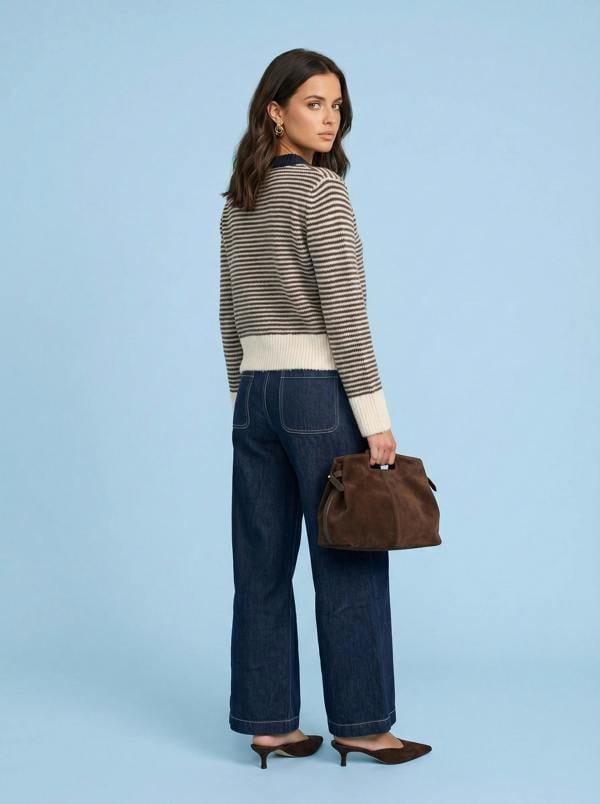 Urban Bliss Wool Blend Stripe Contrast Cardigan