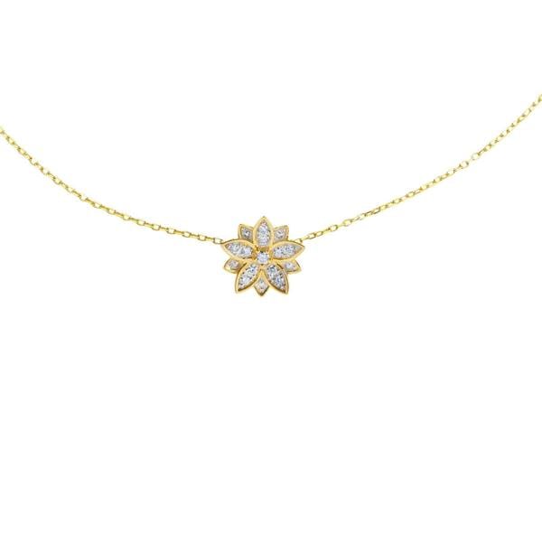 BLOOMTINE Eternal Bloom 14K Gold Diamond Flower Choker / Necklace
