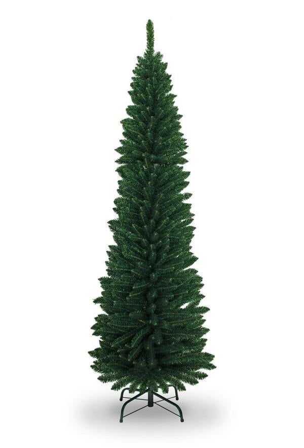 4ft to 8ft Green Artificial Flocked Slim Pencil Christmas Trees with Metal Stand image 3