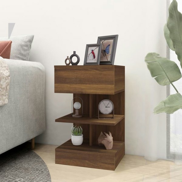 Berkfield Bedside Cabinet Brown Oak 40x35x65 cm Engineered Wood