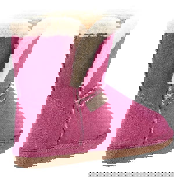 Hush Puppies Ashleigh Womens Real Suede Faux Fur Pull On Slipper Bootie