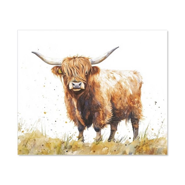 Warren Reed - Designer Watercolour Highland Cow Kitchen Splashback