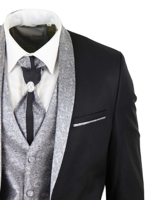 TruClothing Men's 4 PieceBlack Tailored Wedding Suit