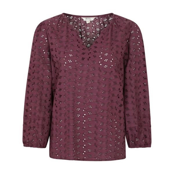 Mountain Warehouse Womens/Ladies Broderie Lightweight 3/4 Sleeve Casual Shirt - Purple - 