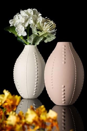 Diamante Matt Pink Smooth Earthenware Vase - 22cm