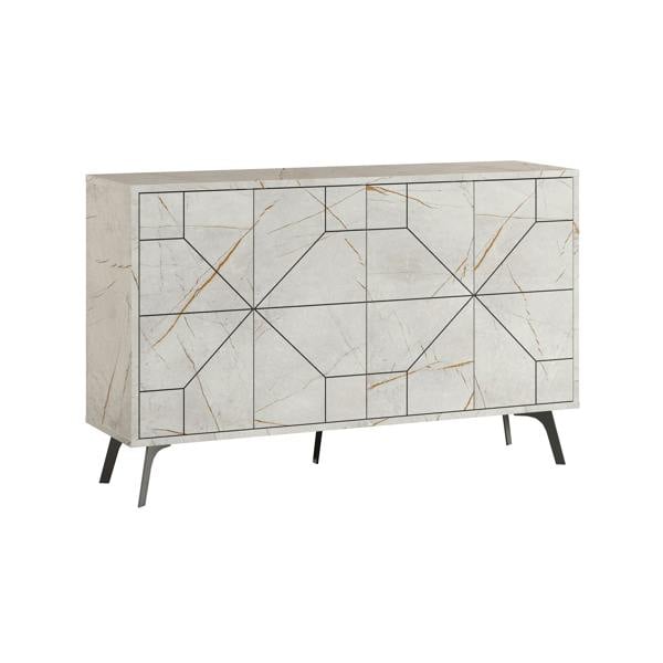 Decortie Dune Geometric 4 Door Sideboard with Metal Legs (W) 123cm