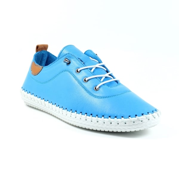 Lunar Women's St Ives Leather Plimsolls - Santorini Blue