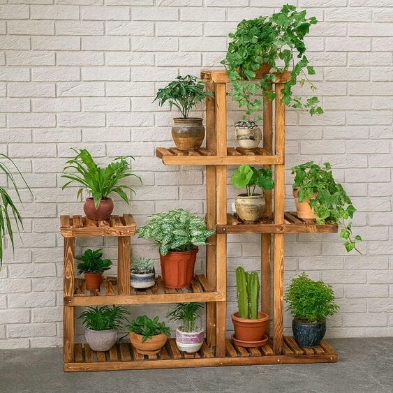 Neo 6 Tier Wooden Indoor Outdoor Shelf Plant Stand Display Rack