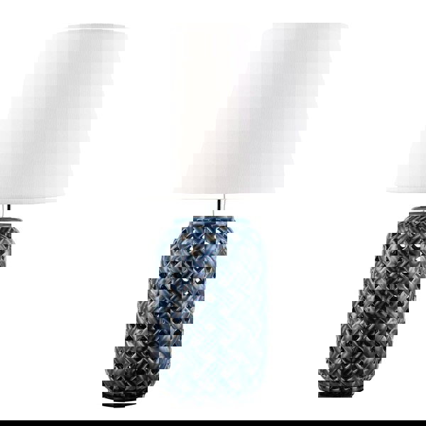 Lattice Design Ceramic Gloss Table Lamp in Brushed Midnight Blue Image 5