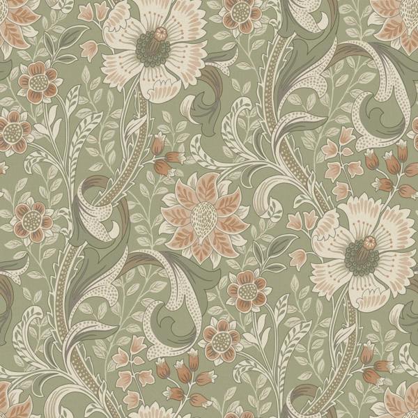 Grandeco Boutique Traditional Floral Trail PVC-free Eco Wallpaper, Green