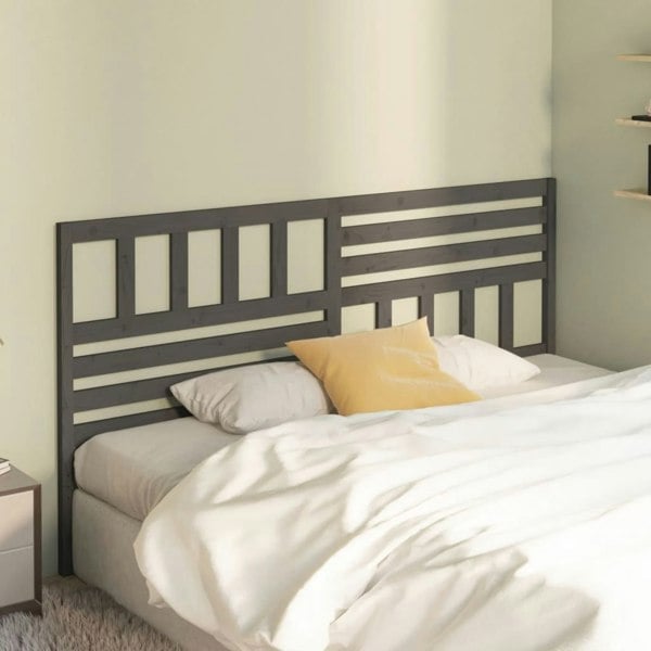 Berkfield Bed Headboard Grey 206x4x100 cm Solid Wood Pine