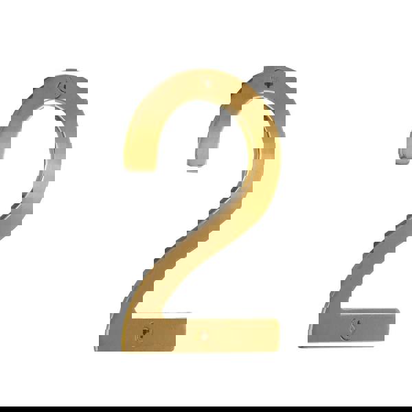 Brushed brass house number 2