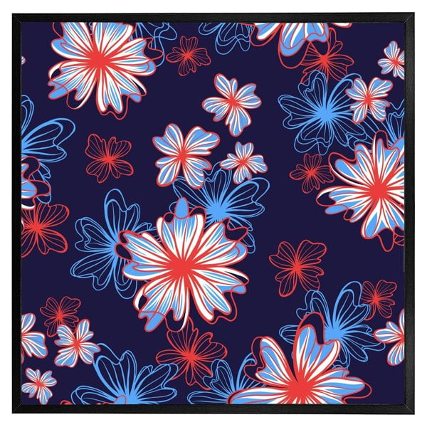 Benjamin Tate Design Red, white & blue flower print (picture Frame)