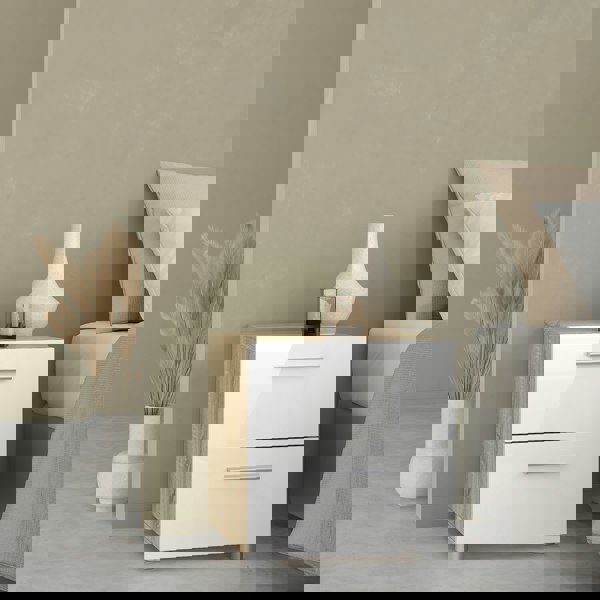 Furniture To Go Pepe Bedside 2 Drawers in Oak with White High Gloss