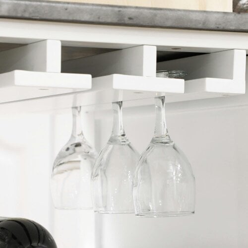 Wyld Haus Sohavi Wooden White Compact Kitchen Trolley With Wine Rack Drawer And Open Shelving