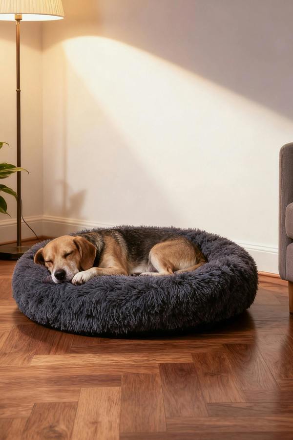 50x50cm Calming Shag Doughnut Cat and Dog Bed