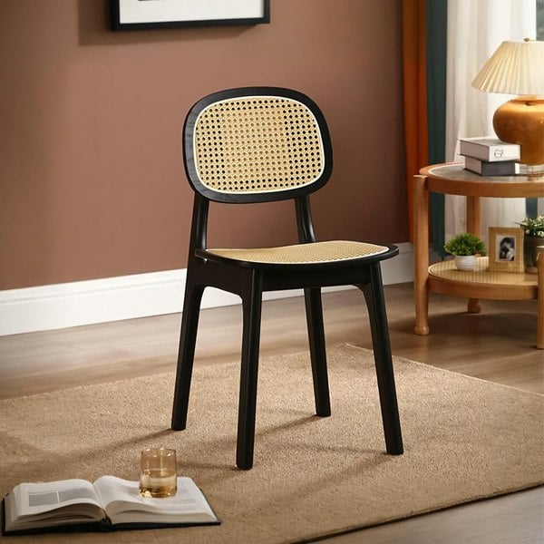 Nicole Rattan Dining Chair, Solid Wood-Rit Concept-Rit Concept