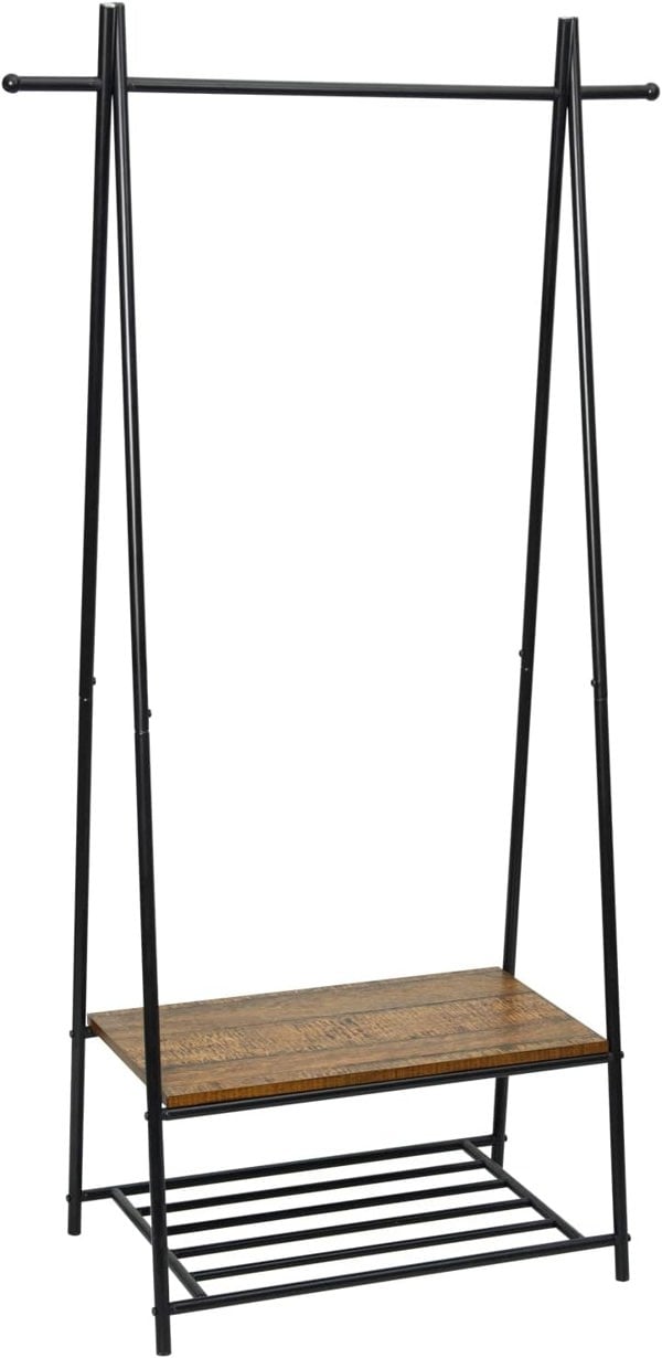Modcraft Industrial Coat Rack with Shoe Storage – Freestanding Clothes Stand with Hat Hooks