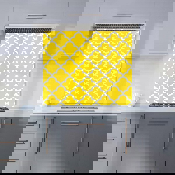 Warren Reed - Designer Geometric Yellow Quatrefoil Wave Kitchen Splashback