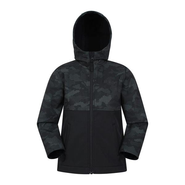 Mountain Warehouse Childrens/Kids Exodus Camouflage Soft Shell Jacket - Black