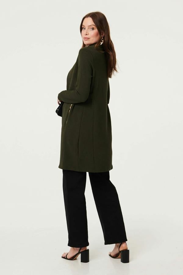 Khaki | Open Front Longline Coatigan
