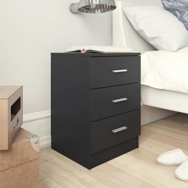 Berkfield Bedside Cabinet Black 38x35x56 cm Engineered Wood