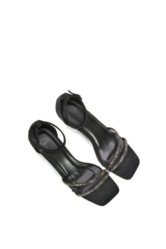 XY LONDON Diamante Kitten Heel Ankle Strap Sandals
